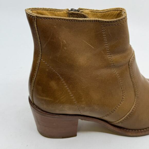 A.P.C. Rue Madame Paris Brown Leather Anna Cowboy Ankle Boots - Picture 13 of 14